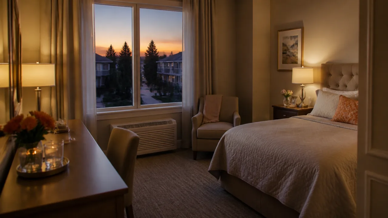 Coordinated bedroom inspiration with a headboard, bedside table, desk and chair